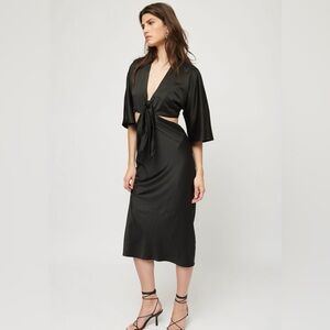 DYNAMITE Black Satin Cutout Midi Dress